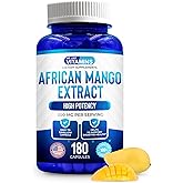 African Mango Extract 500mg - 180 Capsules - 6 Month Supply | Irvingia Gabonensis Seed Extract - Just 1 A Day - Metabolism &amp; Digestion Support