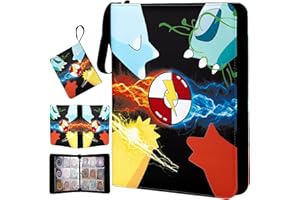 JRAVKFI Trading Card Binder 9 Pocket,Premium Card Binder 900 Pockets,50-Page Double-Sided Storage Collection Book,3-ring Zipper Trading Card Holder is A Toys Gift for Girls and Boys(Black 9 pocket）