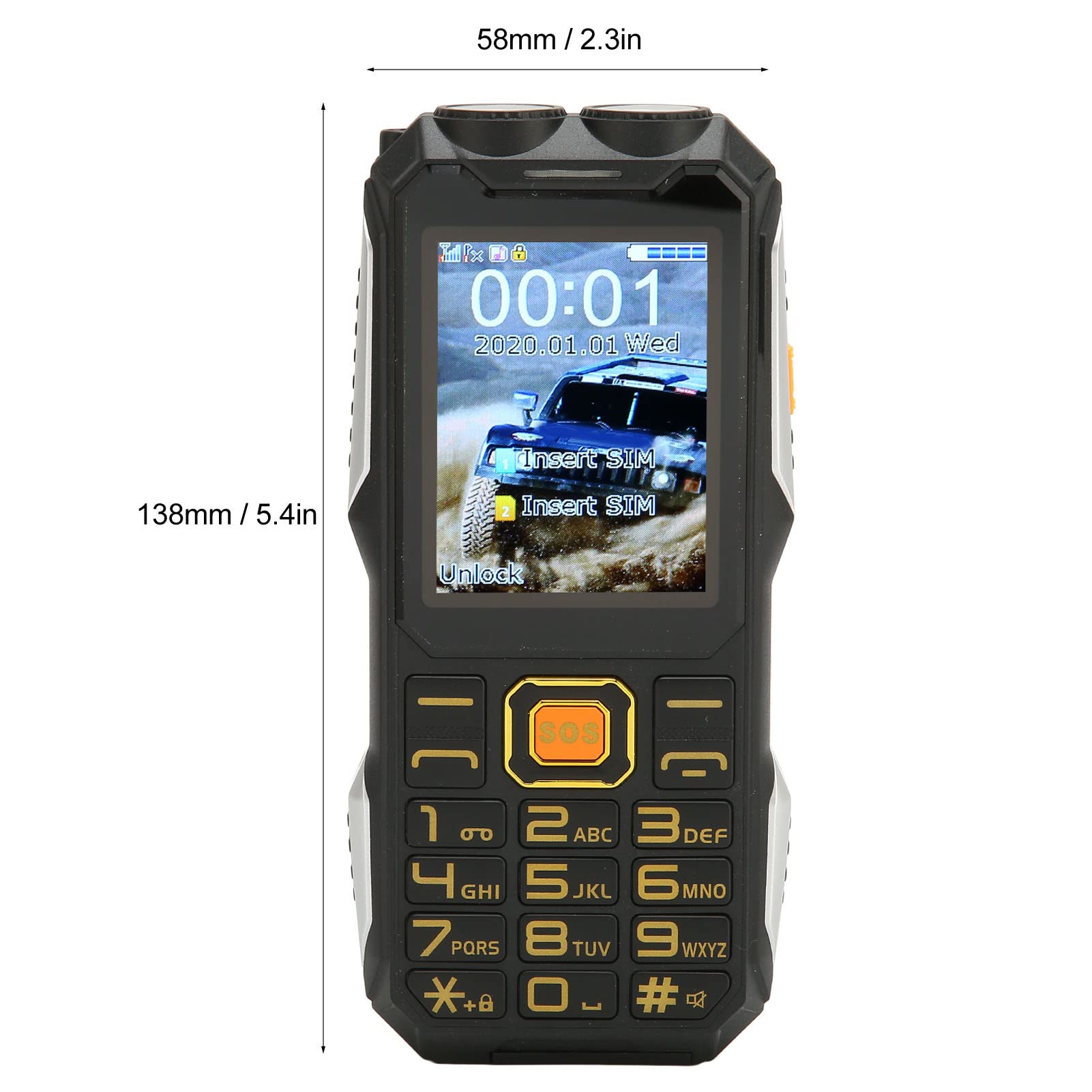 Unlocked Senior Cell Phone, Big Button Dual SIM Senior Phone, Easy to Use Mobile Phone with Large Capacity Battery, Flashlight, SOS Key, Voice Recorder, Calendar, Alarm Clock, Calculator, Black