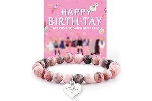 YUZHEJIE Taylor Bracelets Birthday Gifts Nature Stone Taylor Merch Stuff Gifts for Girls Birthday Card Friendship Bracelets Best Friend Party Decorations Gifts for Women Boys Fans Kids