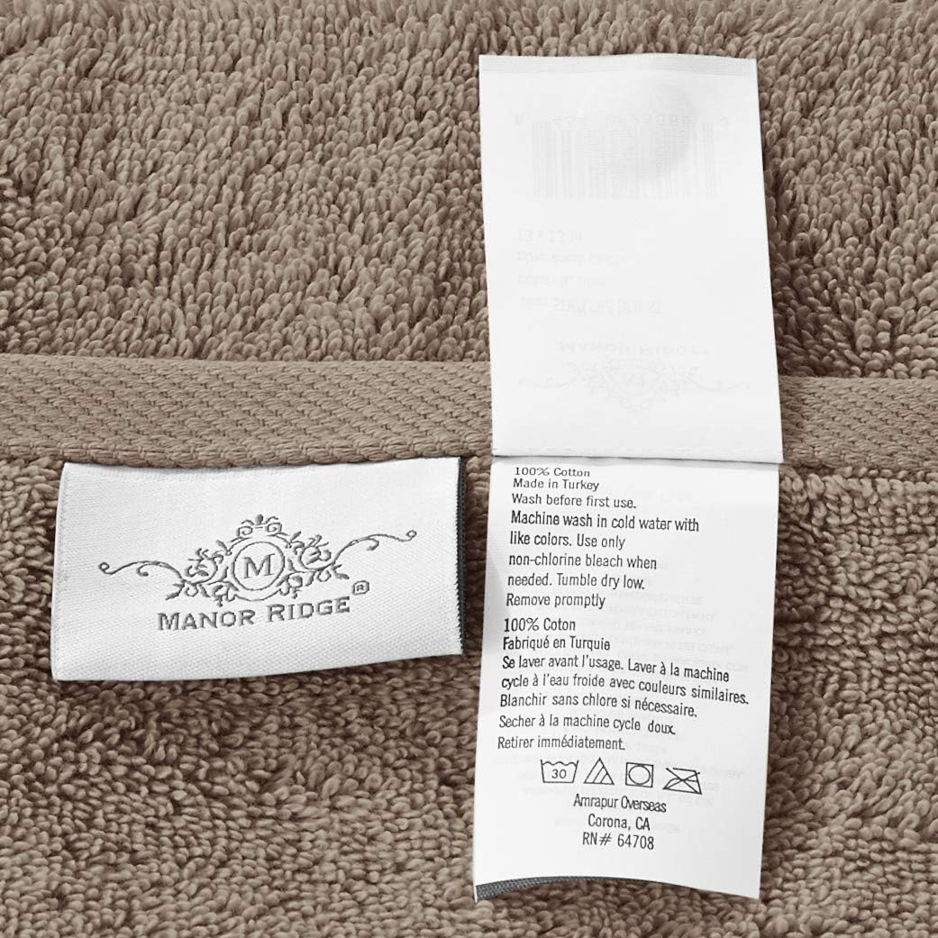 Manor Ridge Turkish Cotton 700 GSM 8 Piece Towel Set, Super Soft, Heavy Weight & Absorbent, Taupe: Home & Kitchen
