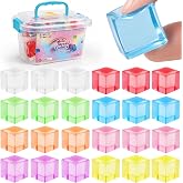 24 Pack Mini Stress Cubes, 1 Inch TPR Sensory Fidget Toys with Storage Box | Soft Squeeze Stress Relief Toys in 8 Bright Colors for Kids and Adults, Great for Party Favors, Classrooms and Rewards