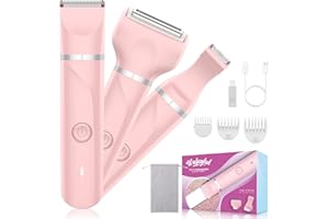 WUFAYHD Electric Razors & Shaver for Women: 3-in-1 Rechargeable Bikini Trimmer – Painless Body Hair Remover for Ladies Pubic, Legs, Face, Underarms – Waterproof Grooming Kit for Smooth Skin, Wet & Dry Use