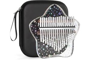 Beveetio Clear Kalimba Thumb Piano With Eva Protective Case, Transparent Crystal Kalimba 17 Key, Musical Instrument Gifts, Rainbow Star Finger Piano, Acrylic Mbira…