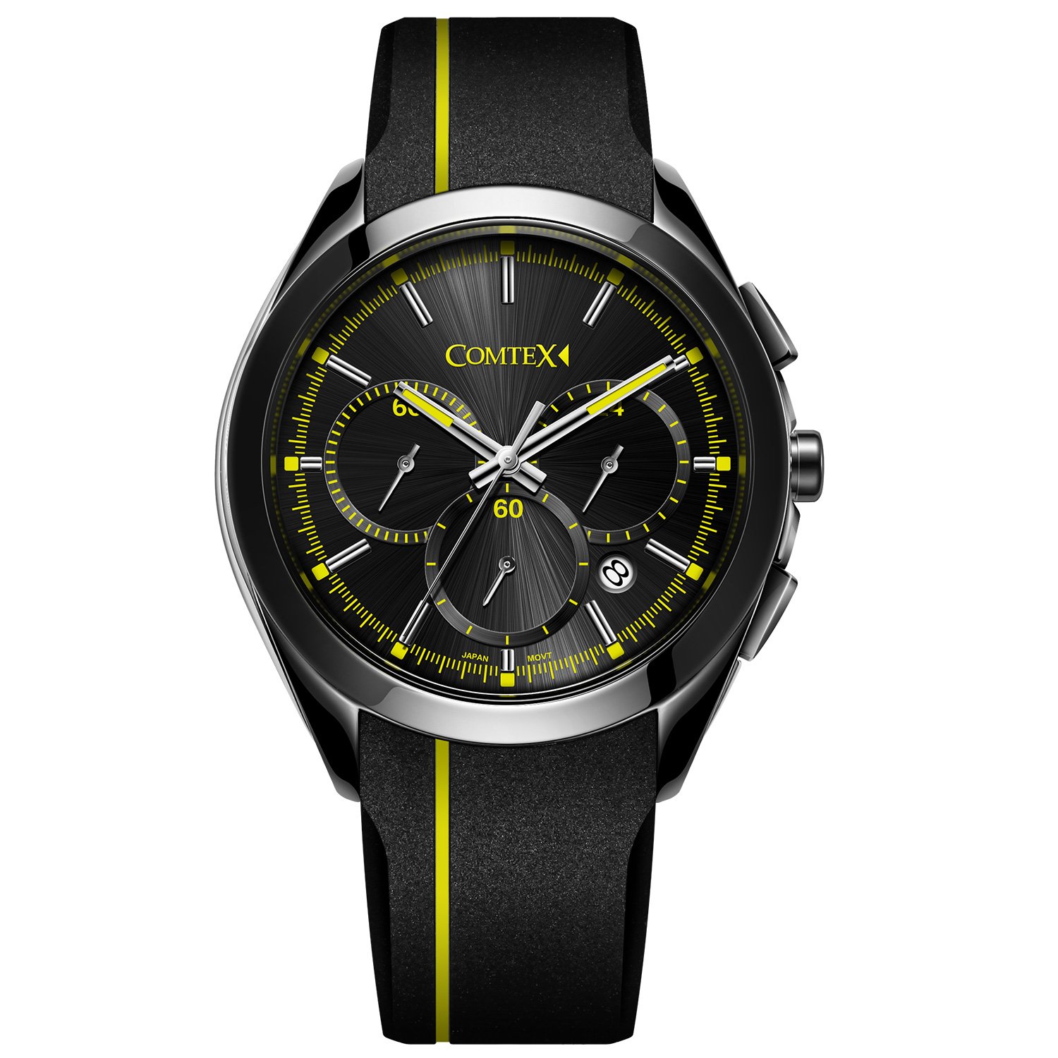 COMTEX Men's Sports Watch Black Dial Chronograph Watch for Men Silicone Strap Water Resistant — image 1
