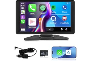 NHOPEEW Wireless Carplay Screen for Car - Portable 9 inch Android Auto Touch Screen Car Stereo - Drive Mate Carplay Online Navigation, EQ, Voice Control, Bluetooth, AUX Input + 64G TF Card