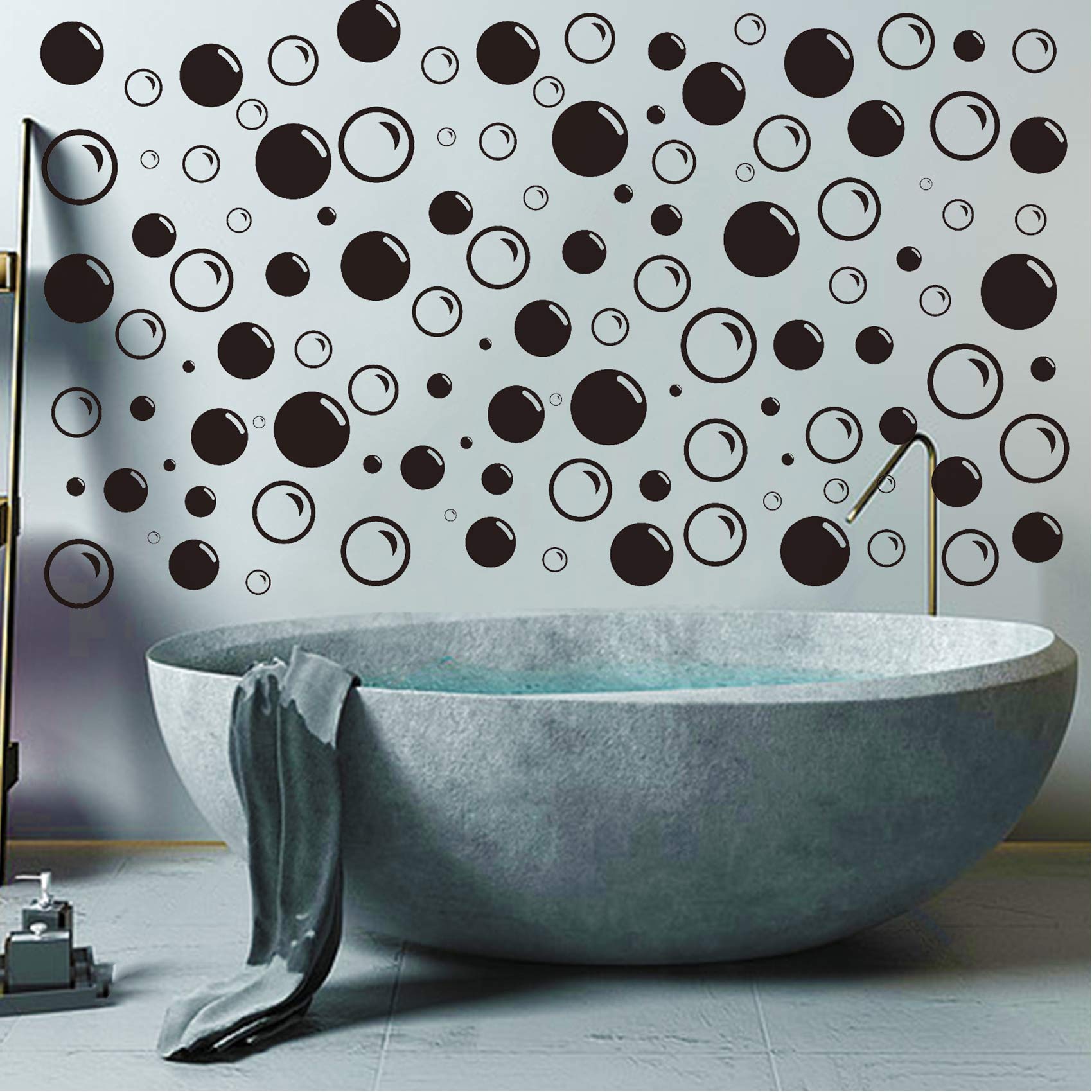 100Pcs Bubbles Wall Decal Vinyl Stickers, Removable Cute Bubble Bathroom Decor Quotes Art DIY Sticker Mural for Bathroom Washroom WC Living Room Toilet Office Home Window Door Decoration