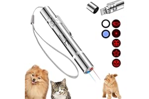 BWOU Cat Toys for Indoor Cats, Laser Pointer Interactive Cat Toy, Red Light Lazer Pointer, Multi-Mode USB Rechargeable Pet Dogs Kitten Toy, Long Range Teaching/Presentation Pen