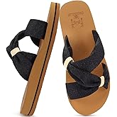 KuaiLu Womens Dressy Bow Sandals Arch Support Yoga Foam Cushion Comfortable Walking Slides Open Toe Summer Beach Indoor Outdoor Slippers