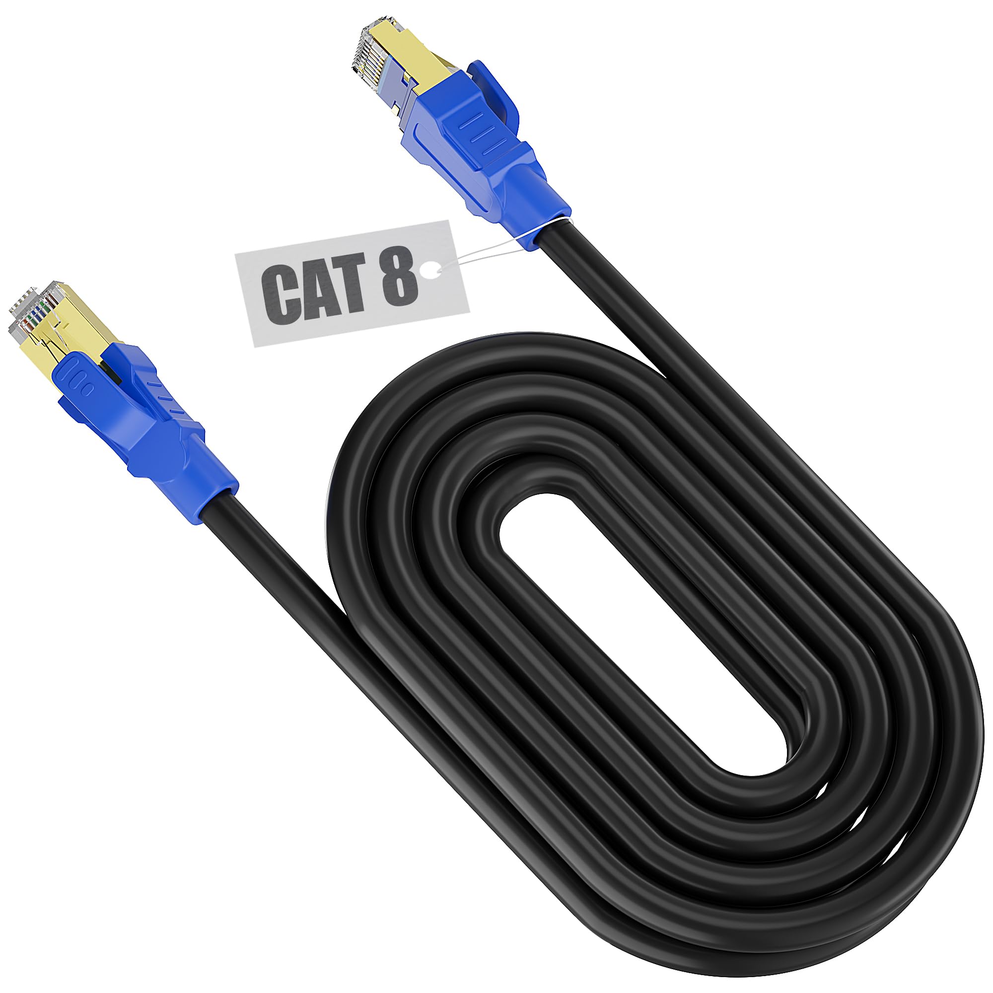 Soibke Ethernet Cable 10m High Speed, Cat 8 Internet Cable, Long Network Cable Outdoor Indoor Waterproof Patch Wifi Cable Black SFTP Shielded RJ45 LAN Cable for Router — image 1