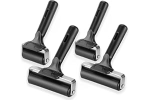 Cheardia 4 Pack Rubber Roller, 4 and 2.4 Inch Brayer Roller Printmaking Brayers, Black Ink Roller Tool for Crafting Wallpapers Stamping Gluing Application