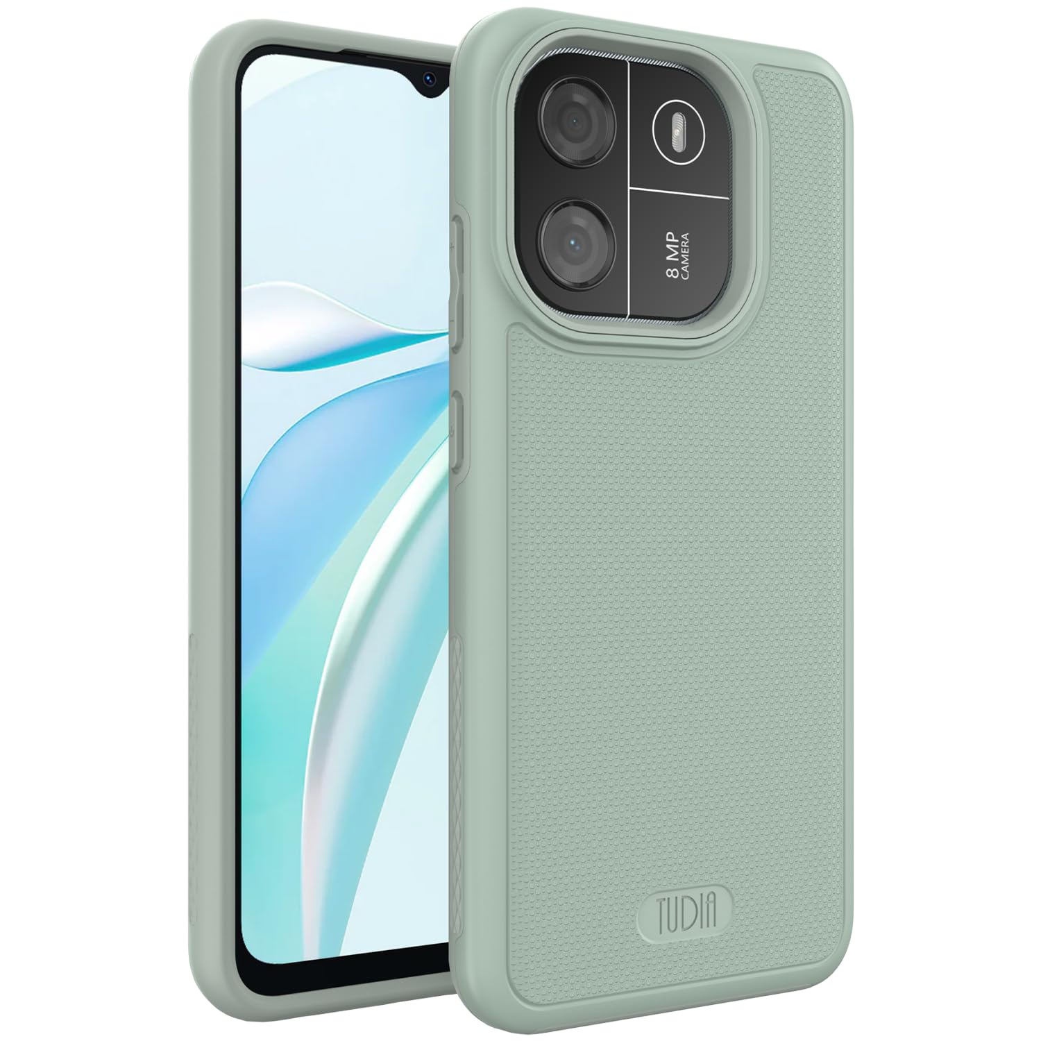 TUDIA DualShield Grip Compatible with Blackview Wave 6C Case, [MergeGrip] Military Grade Dual Layer Shockproof Slim Tough Heavy Duty Protective Phone Case Cover (Green Lily)