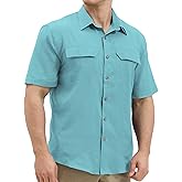 Mens Short Sleeve Sun UV Protection Shirt Cooling Quick Dry Fishing Shirts for Travel Outdoor Camping Hiking UPF 50+
