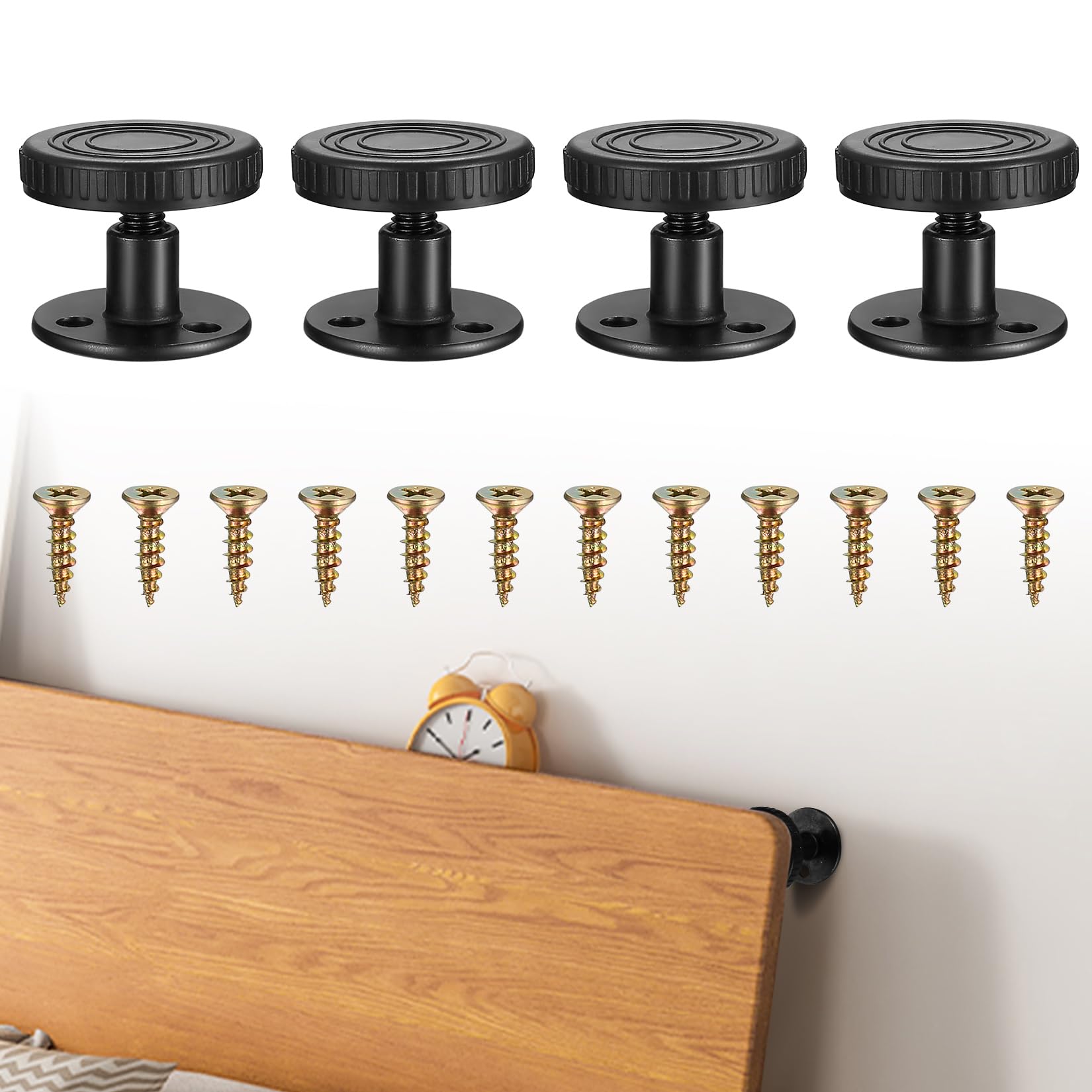 SZZHIYONG 4 Pcs Black Carbon Steel Round Furniture Legs, 26-40mm Adjustable Levelling Feet for Table Legs Chair Sofa Bed Legs, Anti-Shake, Threaded, Screw-in, Glued