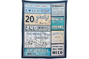 YISUMEI 20 Year Old Boy Birthday Gift, Super Soft and Warm Happy Birthday Blanket, Digital Heartwarming Sentences Creative Design Ideal Gifts for 20th, 50"x60"