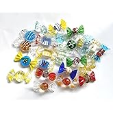 Vintage Murano Style Glass Sweets Candy Ornaments, 24 Pieces, Handmade, for Home, Party, Wedding, Christmas Tree Decor