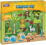 Imagimake Window Art Jungle 16-Piece Glass Paint & Suncatcher Kit