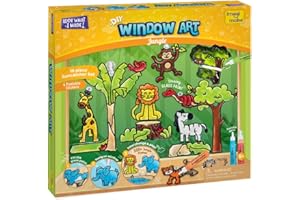 Imagimake Window Art Jungle Suncatcher Kit | Animal Toys | Girls Toys Age 6-8 | Arts and Crafts for Kids Ages 8-12 | Creative Fun Craft Kit for Ages 5-7-9 | Girls & Boys Christmas Gifts Age 8-10-12