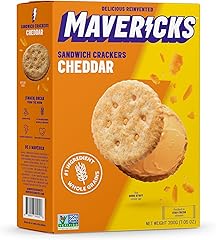Mavericks Sandwich Crackers Cheddar - Cheese Filled Whole Grain Sandwich Cracker Snack Packs, Non-GMO - Back to School - 7 oz