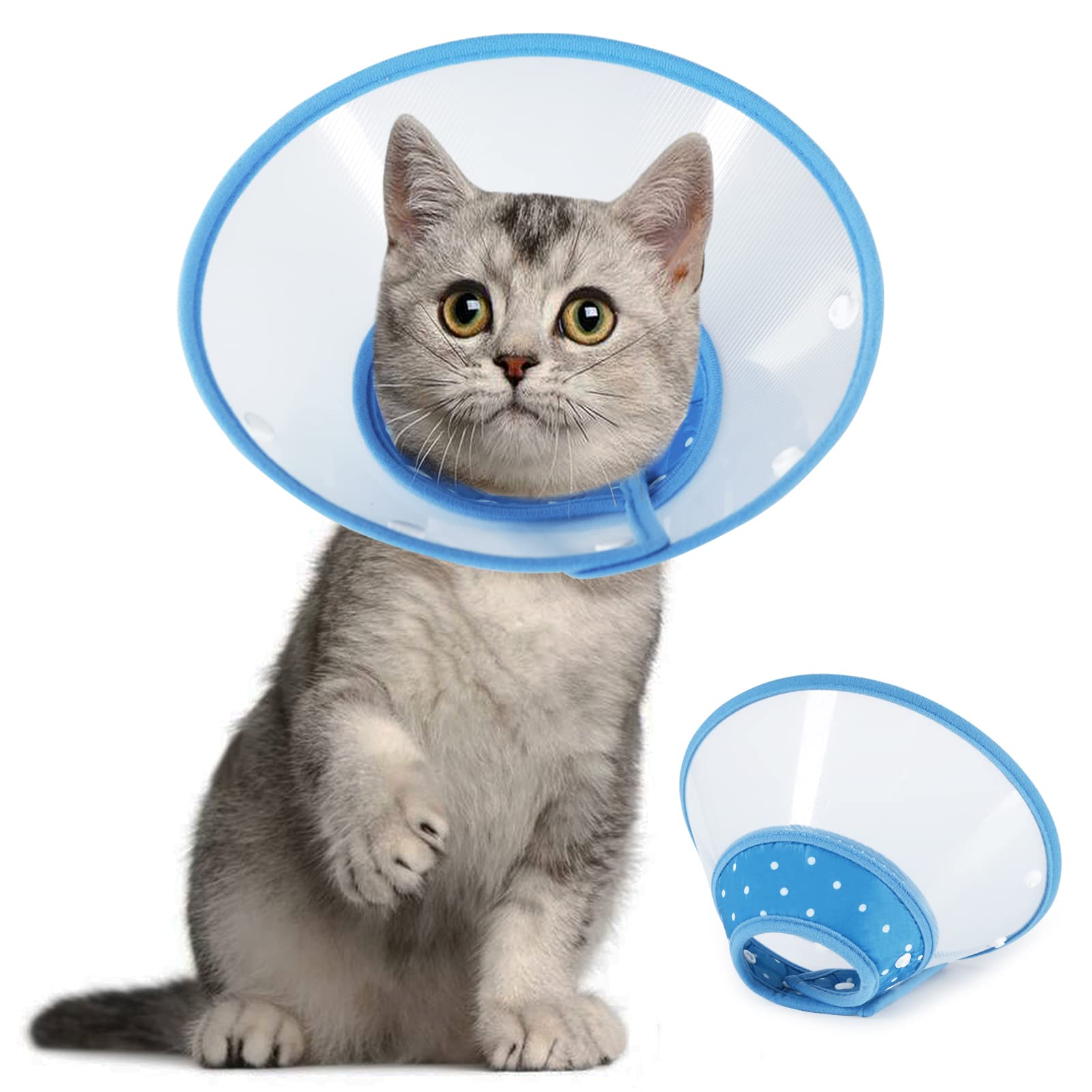 Vivifying Pet Cone, Adjustable Cat Cone, 5.7-8 Inches Lightweight Elizabethan Collar for Puppies, Small Dogs and Cats (Blue)