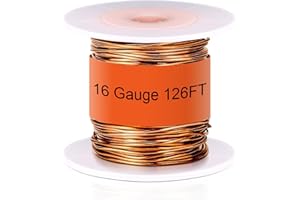 DAYIMADO 16 Gauge 99.9% Pure Copper Wire (Dead Soft), 0.051" / 1.3 mm Diameter, 126 Feet / 38m, 1 Pound Spool