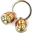 Abdul of Sialkot Extra Loud Pair of Cat & Dog Brass Silver Bells Collar Charm Pet Tracker Acorn Falconry Silver Bottom & Brass Top
