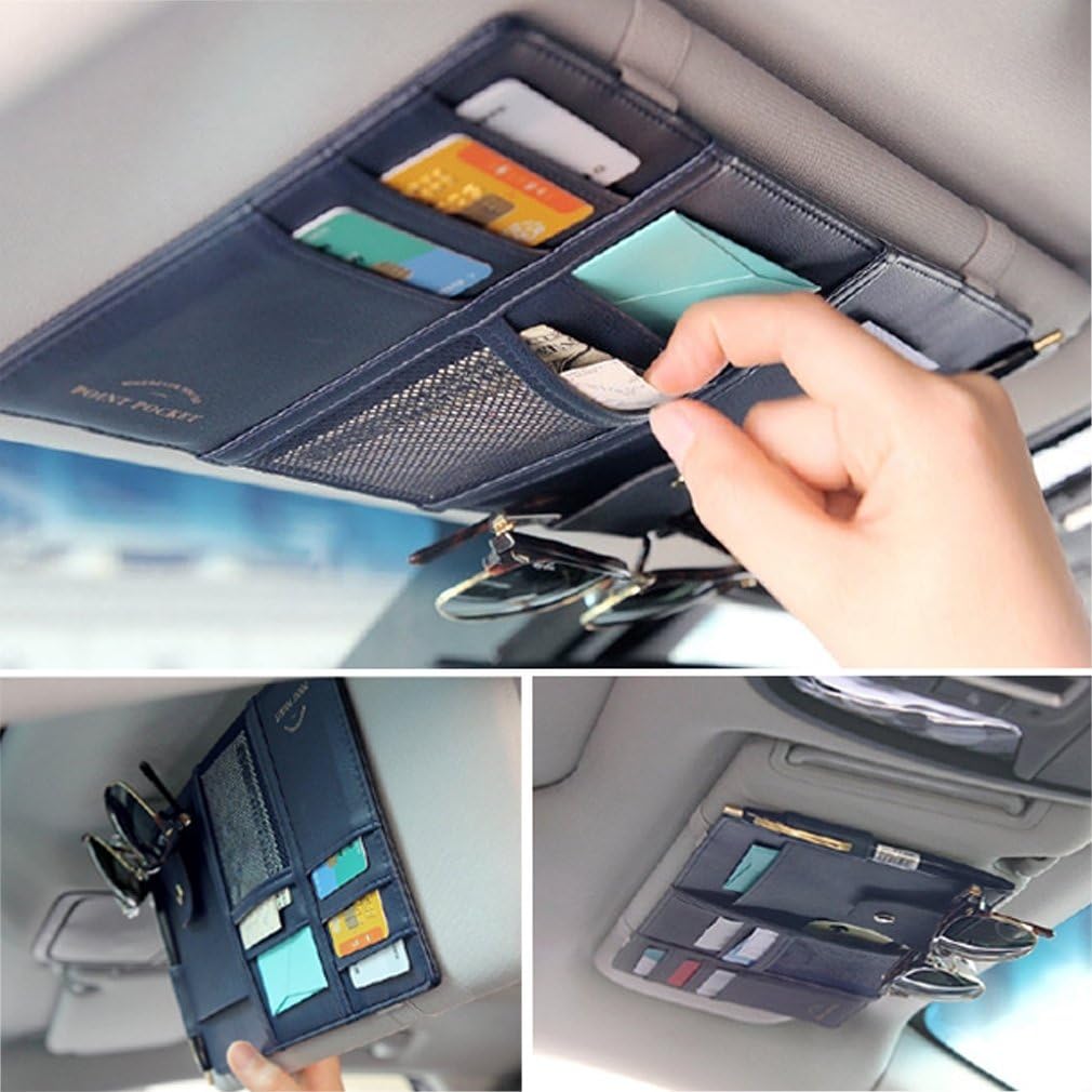 Amazon 車用 サンバイザー収納 バイザーポケット カー用品 サングラスホルダー ポケット ケース カバー 車 バイク