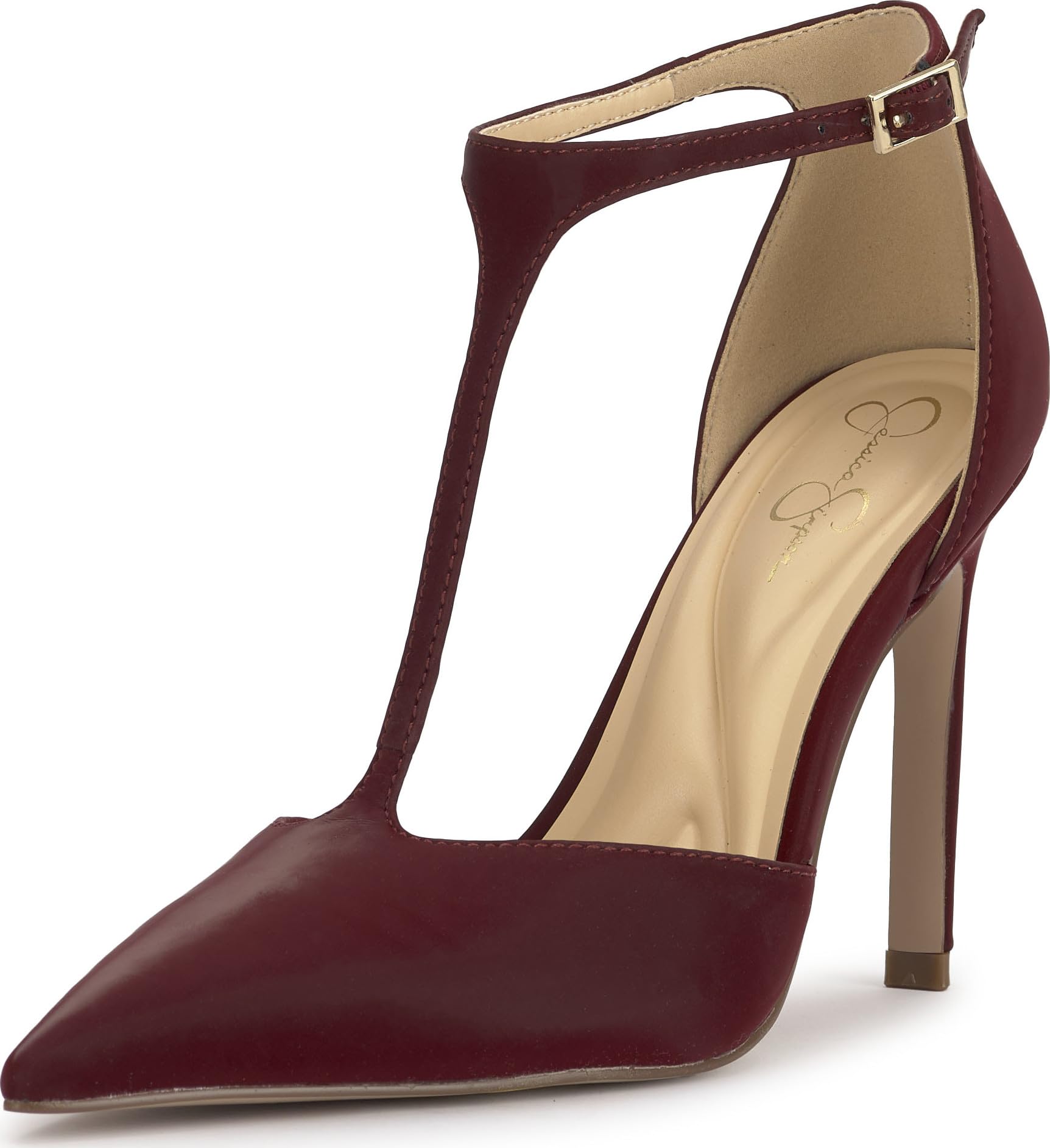Jessica Simpson Willna T-Strap Pump, Dark Cherry, 7.5