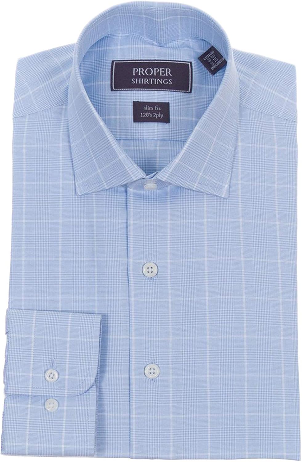 blue and white plaid dress shirt