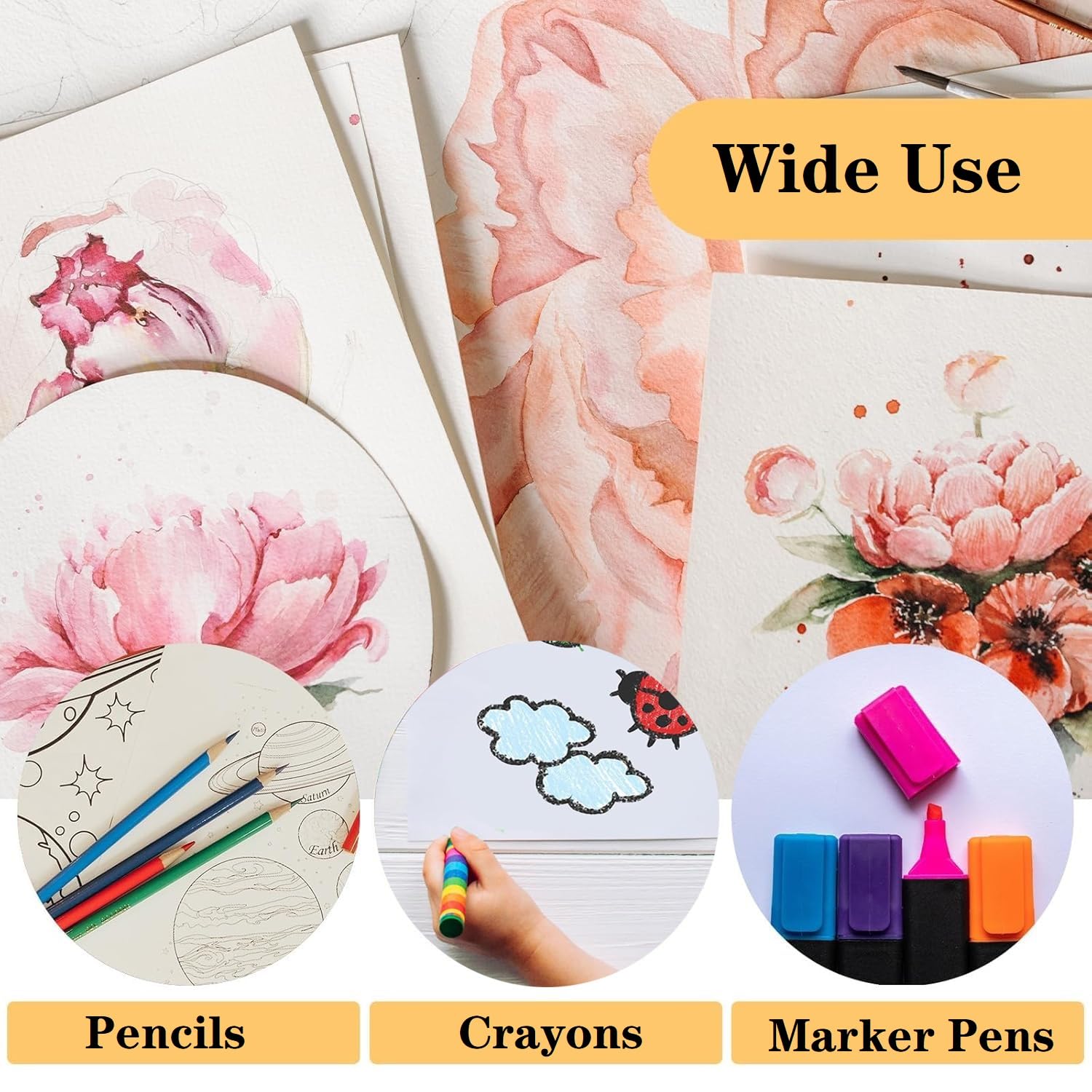 8.5”x 11” Cream Art Drawing Paper for Painting Construction Bulk 80gsm Craft Paper for Sketch Doodles Coloring (70 Sheets)