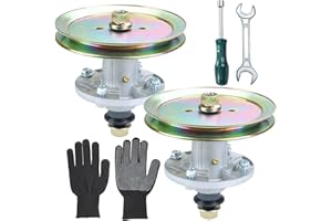 GUSUHAWK 2 Pack Pre-Greased GY21098 Spindle Assembly with GX20367 Pulley Replace John Deere AUC15811, GY21098, GY20454 for John Deere D100 D105 D110 D125 D130 E100 E110 E130 LA105 LA110 LA115 Tractors
