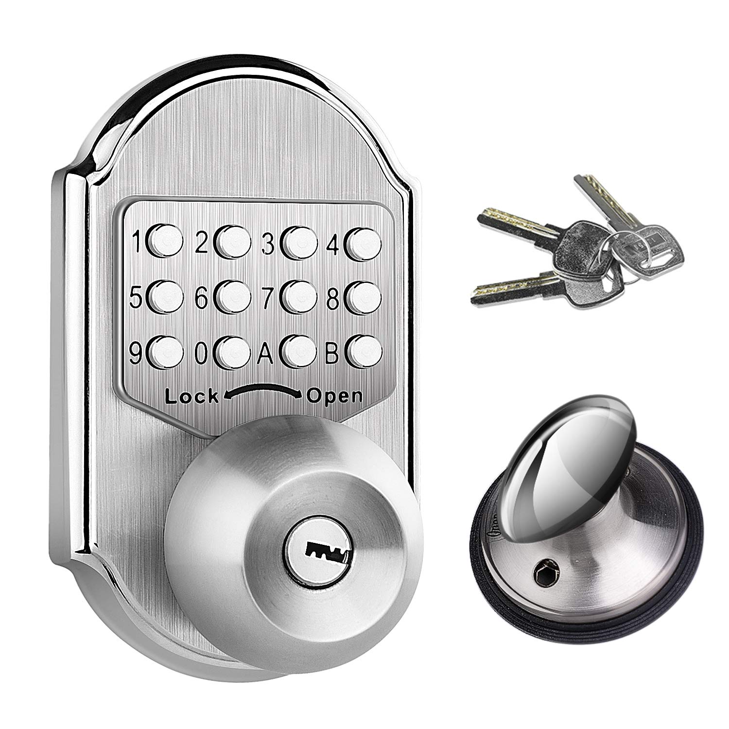 Elemake Keyless Door Lock Deadbolt Entry Door Knob