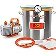 BACOENG 5 Gallon 4.5 CFM Tempered Glass Lid Vacuum Chamber with Pump, Degassing Chamber Kit for Stabilizing Wood, Degassing Silicones and Epoxies