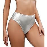 Gatielzana Metallic Thong Rave Bottoms High Cut High Waisted Cheeky Festival Rave Shorts