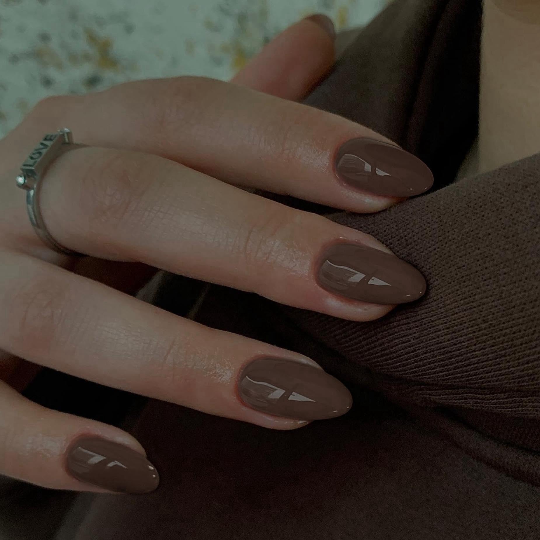 Brown Press on Nails Short Almond Fake Nails Press ons, Thick Solid Color Glue on Nails Short False Nails, Medium Almond Nails Oval Round Shaped Nails for Women, 24Pcs Natural Acrylic Gel Nails - Image 3