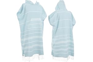 1pcs Large Turkish Cotton Poncho Towel Surf Poncho Changing Robe with Hood and Front Pocket Absorbent Wearable Towel Hooded B