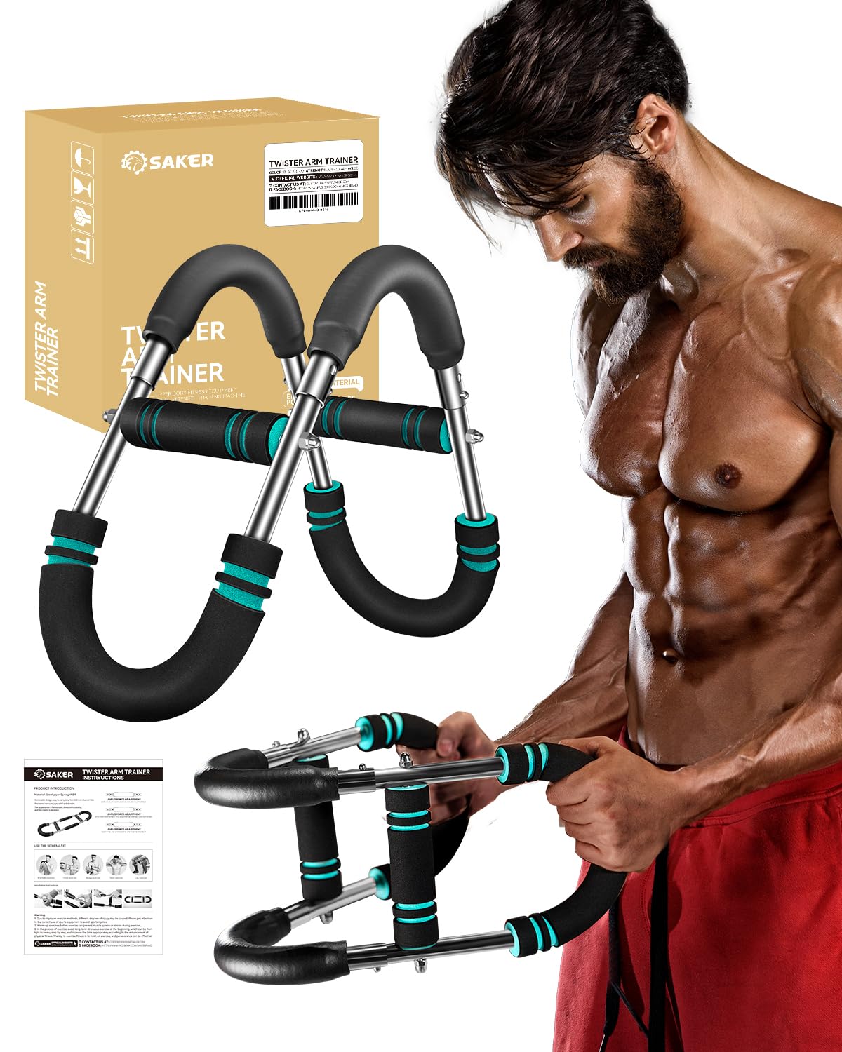 thumbnail image 2 of Saker Twister Arm Trainer - Adjustable Spring Resistance For Arm & Chest Workouts 2 of 6