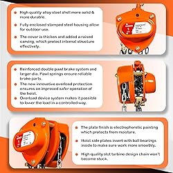 YATOINTO Chain Hoist 1 Ton(2200 Lbs) Capacity 20 FT