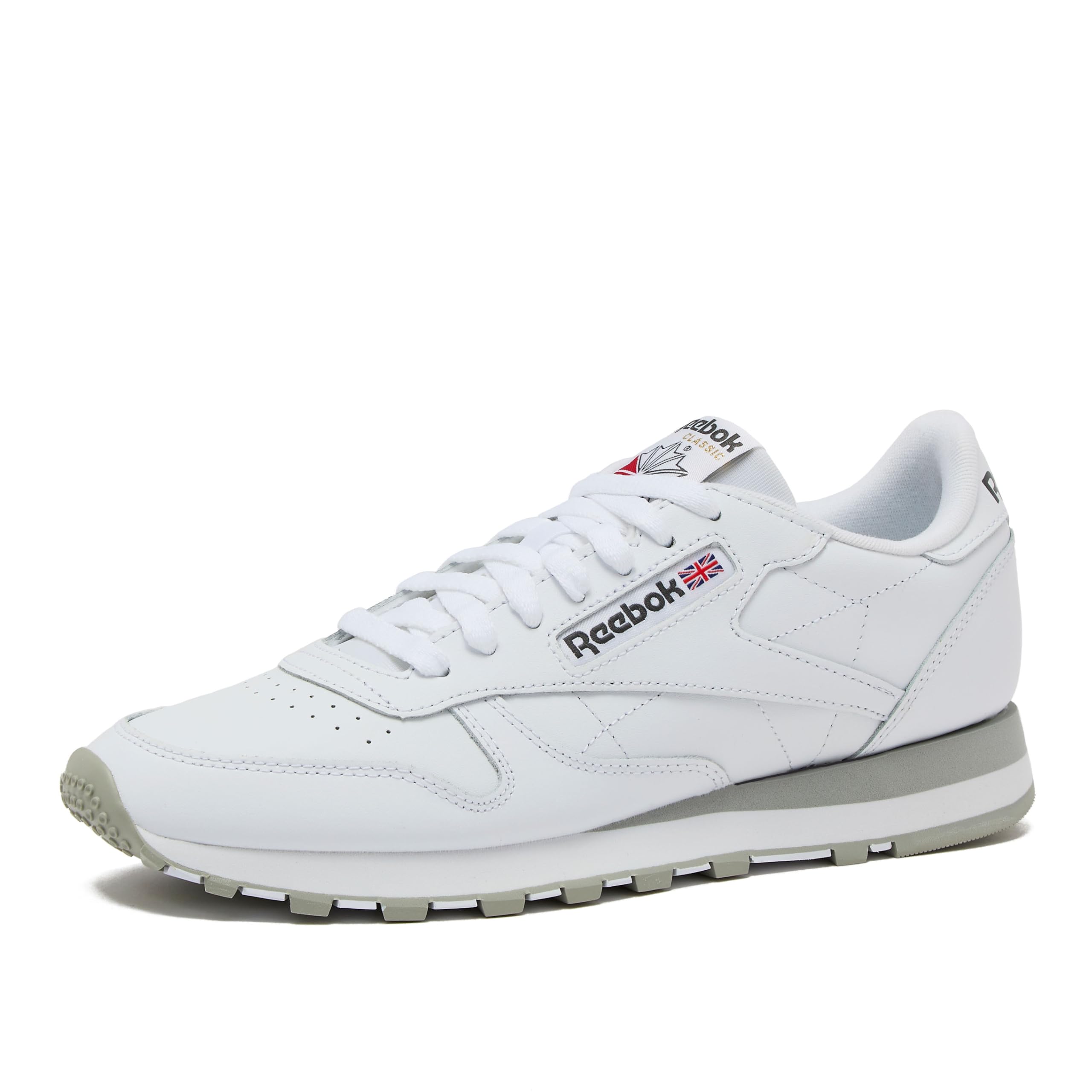Reebok Classic Leather Sneakers for Men - Black or White Tennis Mens Shoes, Footwear White/Pure Grey3/Pure Grey, 3.5 Image