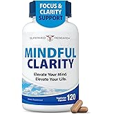 Supermed Research Mental Clarity & Focus Supplement with Bacopa, Rhodiola, Ginkgo Biloba, Huperzine, Vitamin B12, DMAE – Vegan Nootropic Brain Supplement for Memory and Brain Health (120 Capsules)