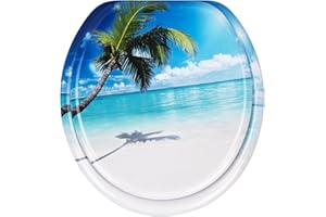 Nastarki Round Toilet Seat, Slow Close Wood Toilet Seats, Wooden Toilet Seats with Strong Alloy Hinges, Easy to Install and Clean