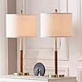 YAMEIWAN 28" Gold Bedside Lamps Set of 2 for Bedroom - Modern Table Lamp with USB Charging Port for Living Room End Table - Nightstand Lamp with 3-Way Dimmable and Pull Chain Switch