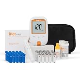 iPet PRO Blood Glucose Monitoring System, Kit Designed for Dogs &amp; Cats | Includes Meter, 2 AA Batteries, User Guide, Log Book, 25 Test Strips, Control Solution, Lancing Device, 30 28G Lancets, Case
