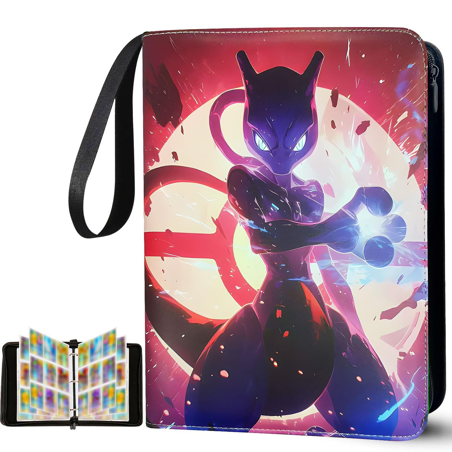 Card Binder for Pokemon 900 Pockets, Trading Card Binder 9 Pocket 50 Pages, Card Holder with Zipper, Portable Trading Card Album