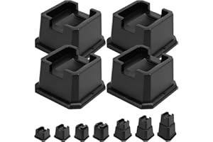 shouwuhho Bed Risers 2 inch, Furniture Risers Elevation in Heights 2 3 4 5 6 7 8 Inch Heavy Duty, Bed Lift Risers for Caster Wheels or Posts of Bed Table Couch, Support up to 6000 lbs, Black, 4 Pack