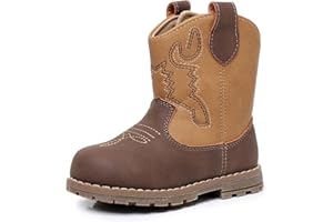 Apakowa Baby & Toddler Cowboy Boots for Boys Girls Infant Baby Cowboy Cowgirl Western Boots Round Toe All Seasons 6-36 Months (Infant/Toddler)