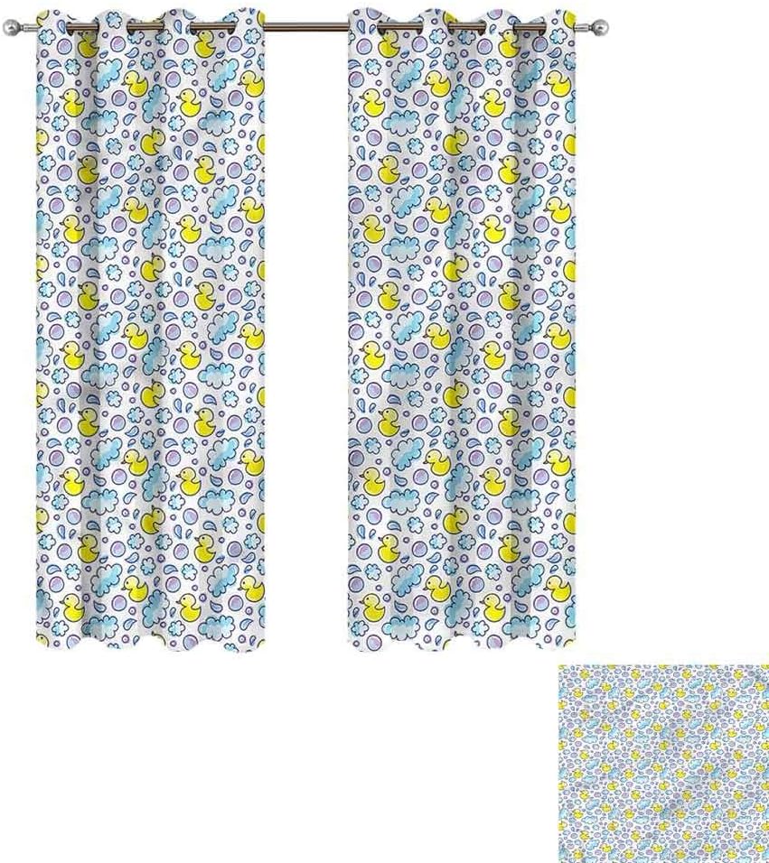 Cash Hoover Grommet Curtains Baby,Washing Time Bubbles Duck,Wide Blackout Curtains, Keep Warm Draperies,1 Pair 50" Wx96 L,2 Panels