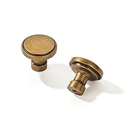 ZAUYX 10 Pack Antique Brass Cabinet Knobs 1-1/4
