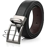 AWAYTR Reversible Leather Belt for Women - Two Color-in-One Belt for Jeans Dress Women Men Belt with Rotated Buckle