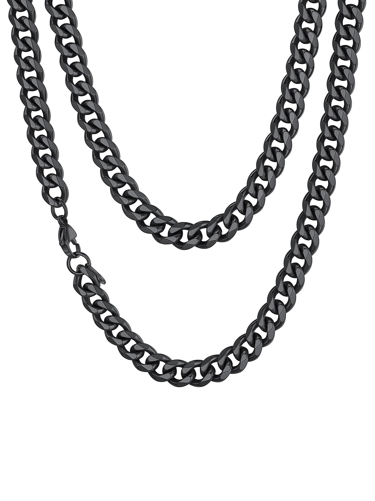 Richsteel Black Chain Mens Cuban Jewellery 9mm Heavy Chains Stainless Steel Miami Curb Necklace Strong Link Jewellery 28" inches